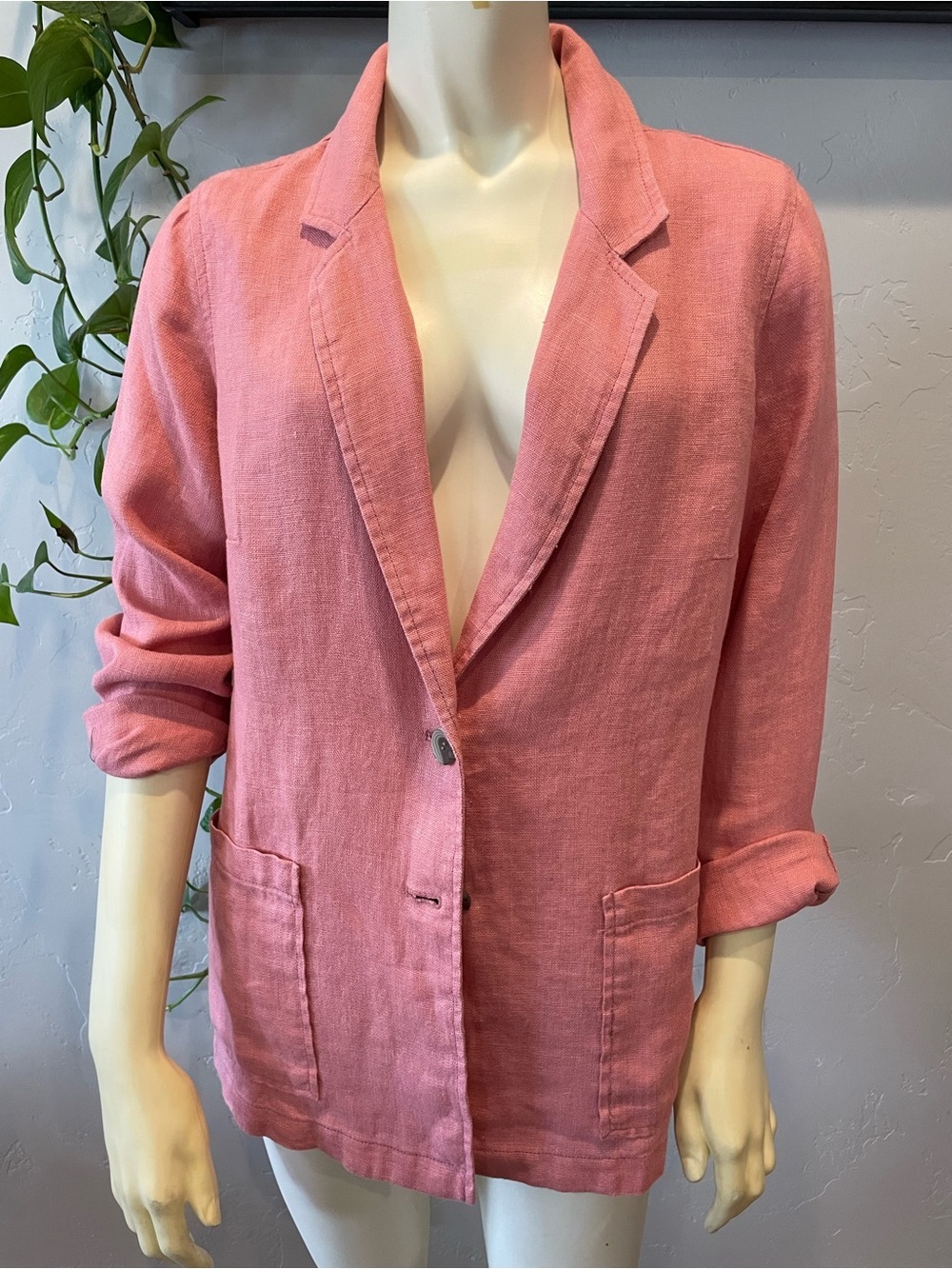 New Coldwater Creek coral 100% linen Blazer Jacket XS - Picture 2 of 7